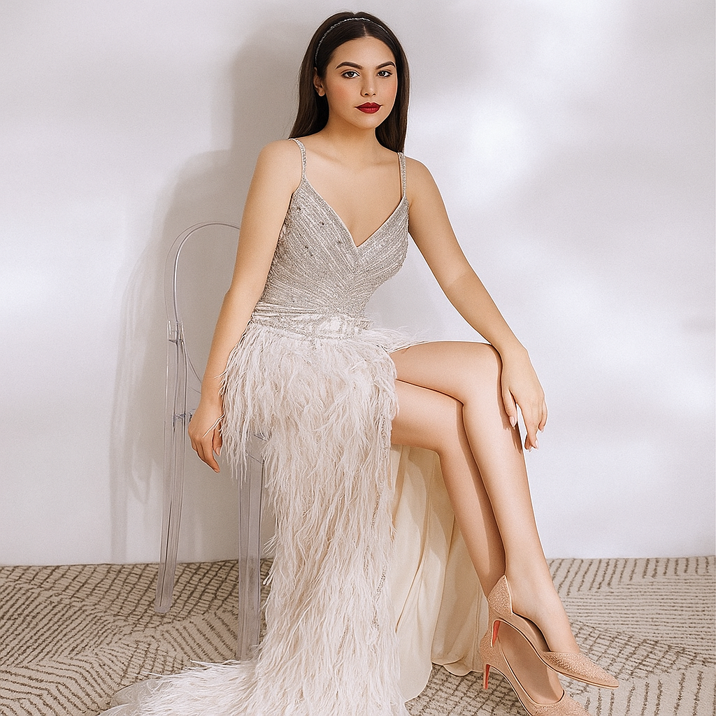 Luxe Feather Gown