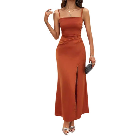 Noir Elegance Satin Dress