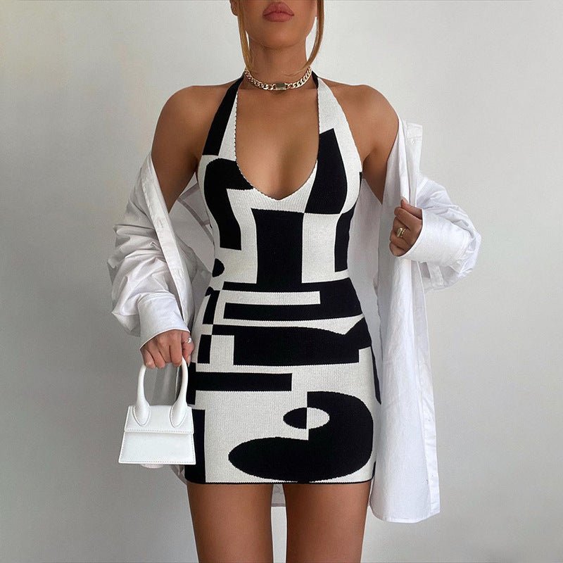 Abstract Chic Mini Dress - asiilo.com