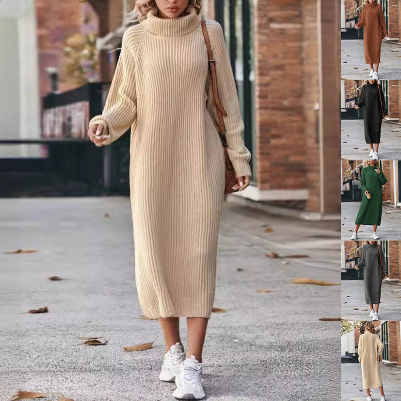 Cozy Turtleneck Sweater Dress - asiilo.com