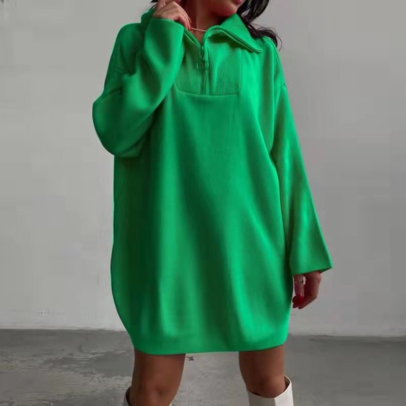 Oversized Cozy Zip long Sweater - asiilo.com