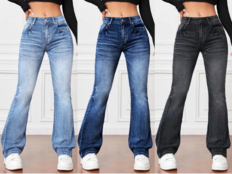 Retro Flare Denim Jeans - asiilo.com
