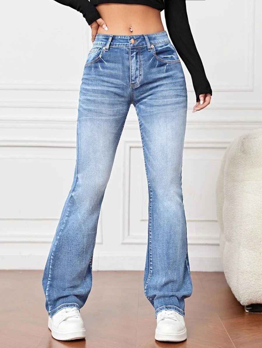 Retro Flare Denim Jeans - asiilo.com