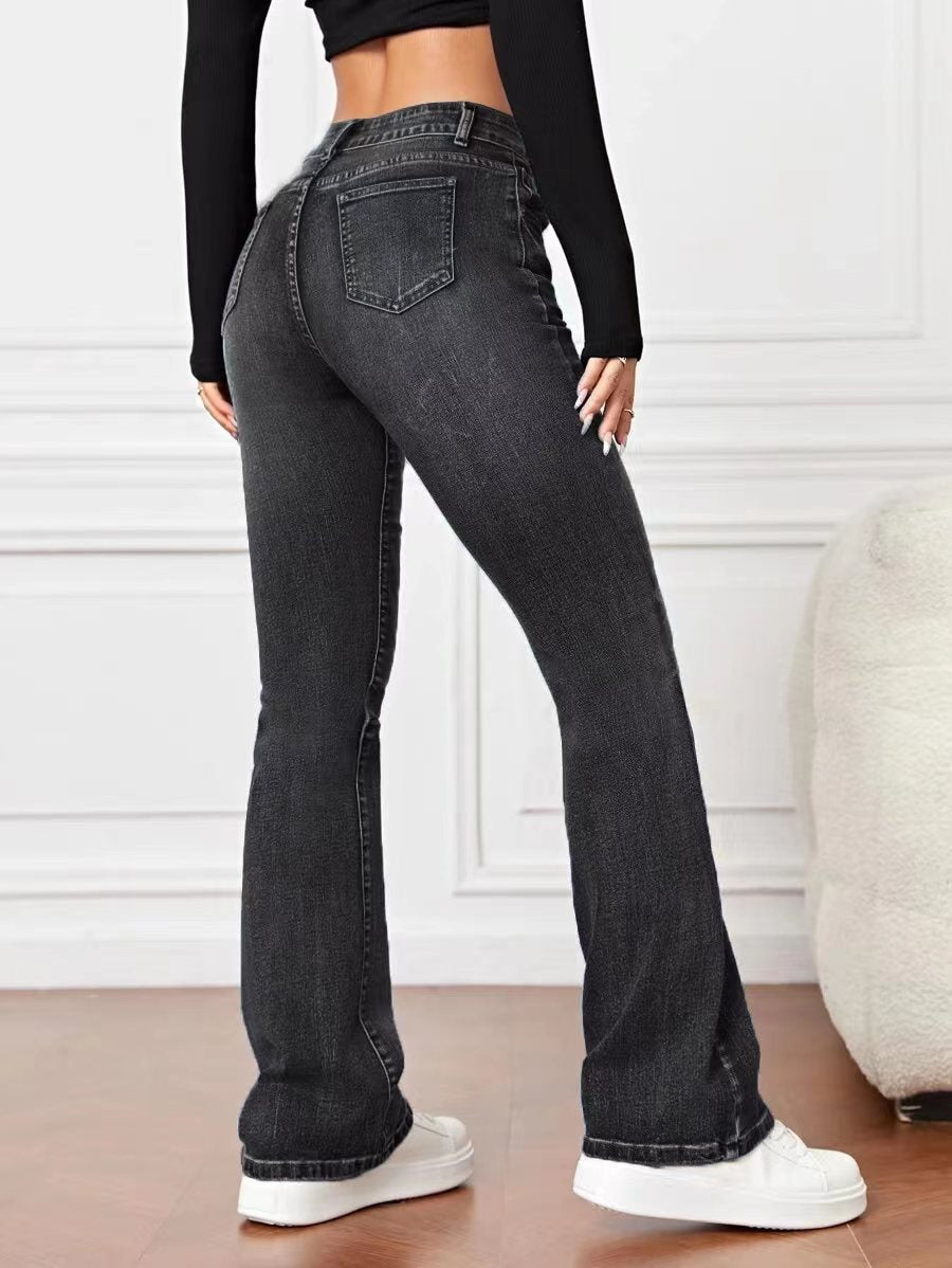 Retro Flare Denim Jeans - asiilo.com