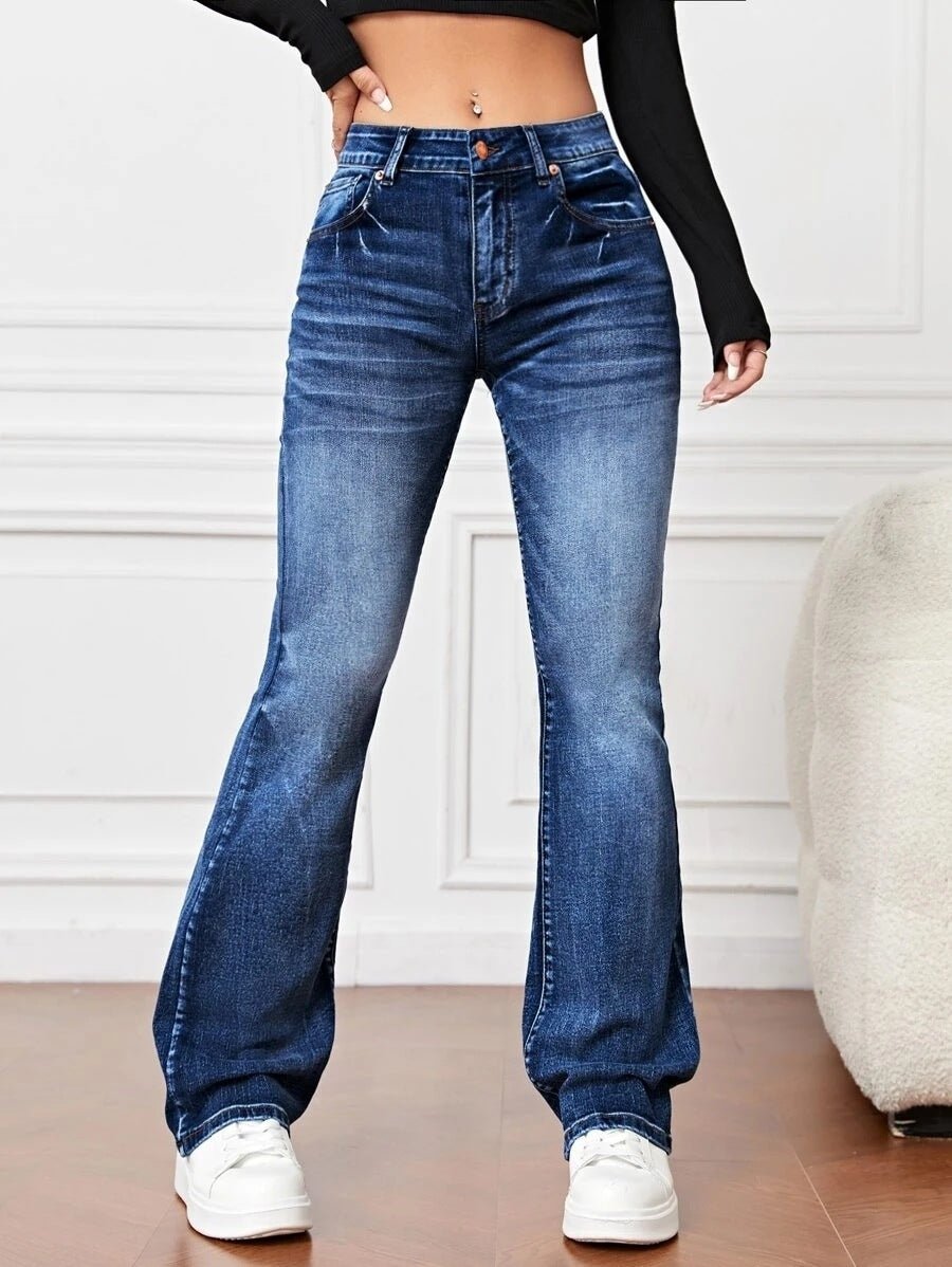 Retro Flare Denim Jeans - asiilo.com