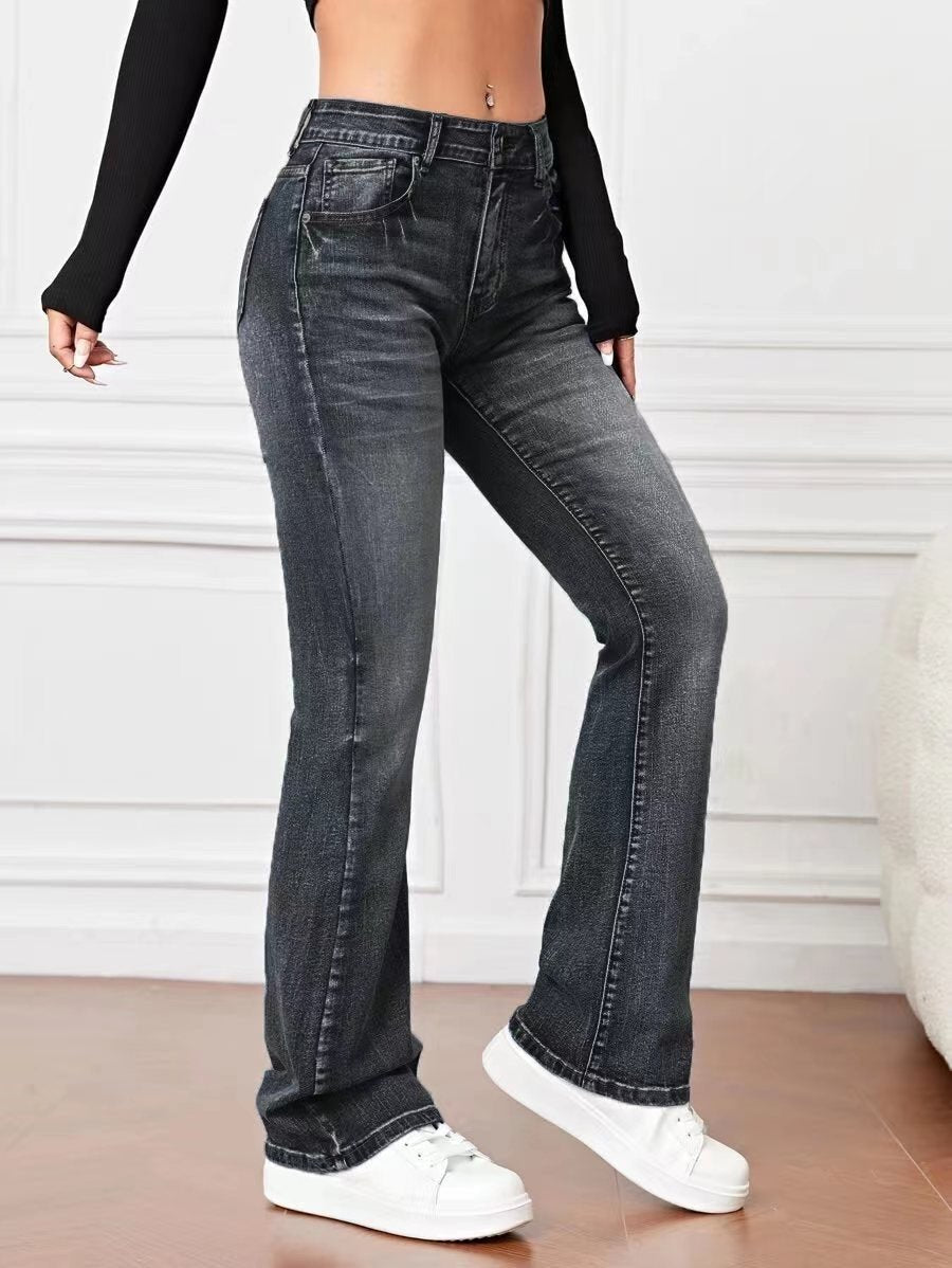 Retro Flare Denim Jeans - asiilo.com
