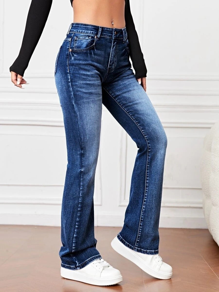 Retro Flare Denim Jeans - asiilo.com