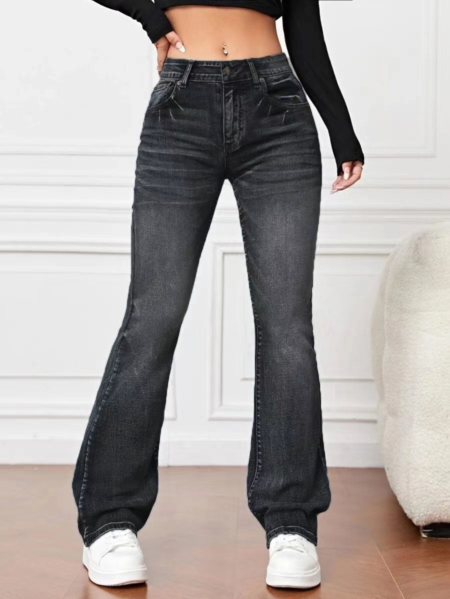 Retro Flare Denim Jeans - asiilo.com